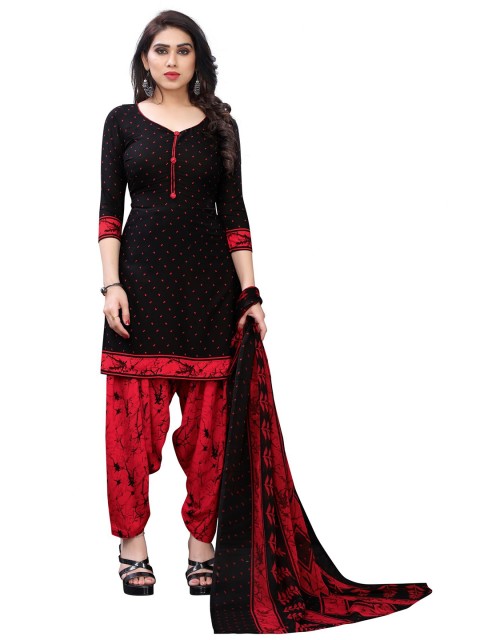 

Iris Red & Black Printed Unstitched Dress Material