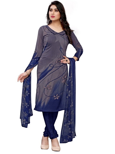 

Iris Grey & Navy Blue Printed Unstitched Dress Material