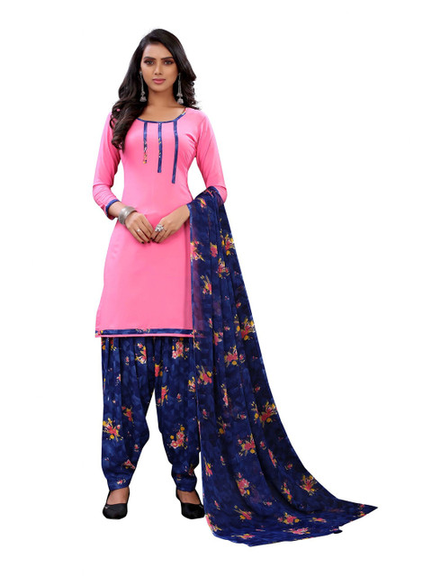

Iris Pink & Navy Blue Printed Unstitched Dress Material