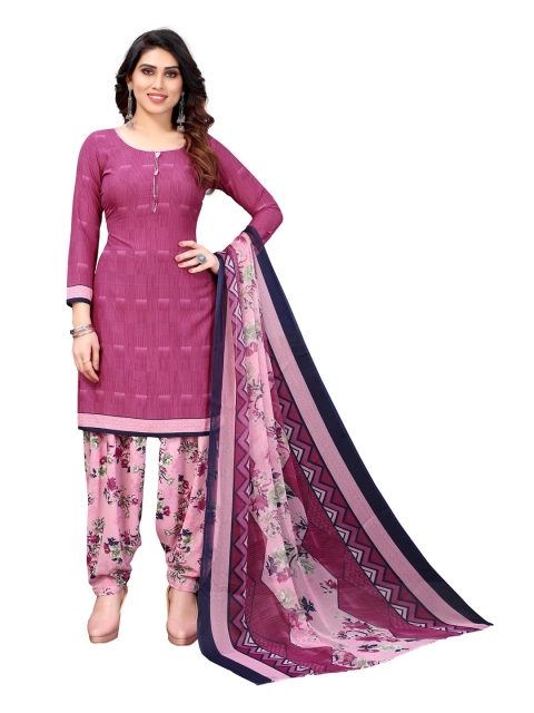 

Iris Pink & Navy Blue Printed Unstitched Dress Material