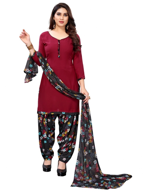

Iris Black & Maroon Printed Unstitched Dress Material
