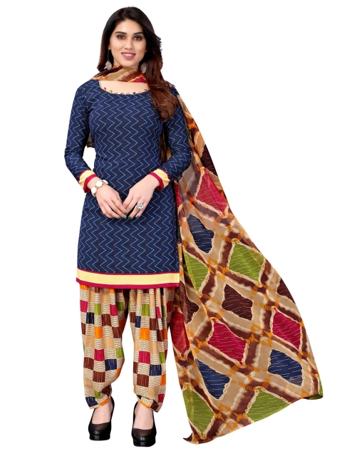 

Iris Navy Blue & Green Printed Unstitched Dress Material