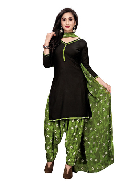 

Iris Black & Green Printed Unstitched Dress Material