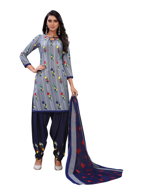 

Iris Grey & Navy Blue Printed Unstitched Dress Material
