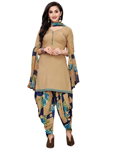 

Iris Beige & Blue Printed Unstitched Dress Material
