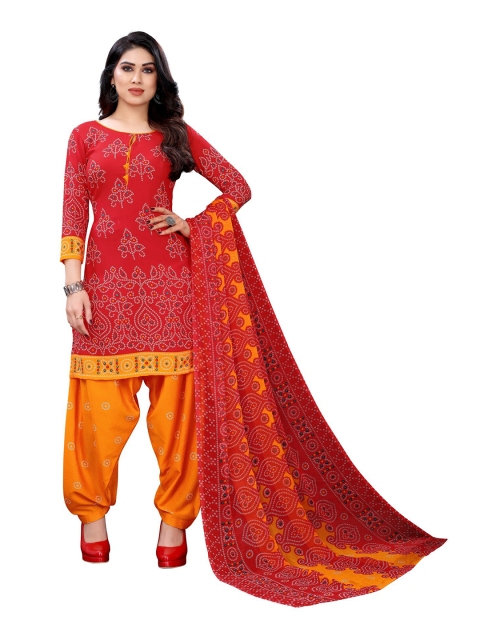 

Iris Red & Orange Printed Unstitched Dress Material