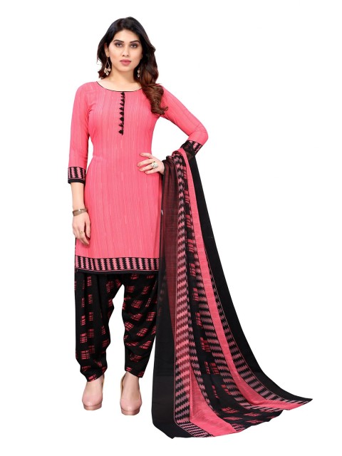 

Iris Pink & Black Printed Unstitched Dress Material