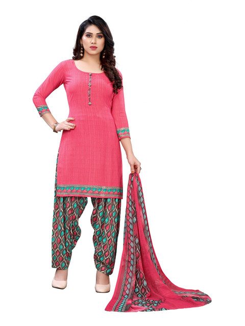 

Iris Pink & Green Printed Unstitched Dress Material