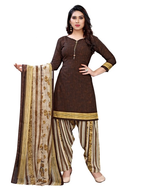 

Iris Brown & Yellow Printed Unstitched Dress Material