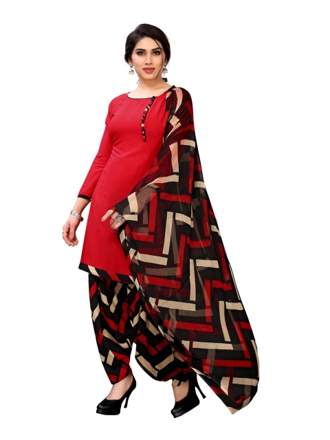 

Iris Red & Black Printed Unstitched Dress Material