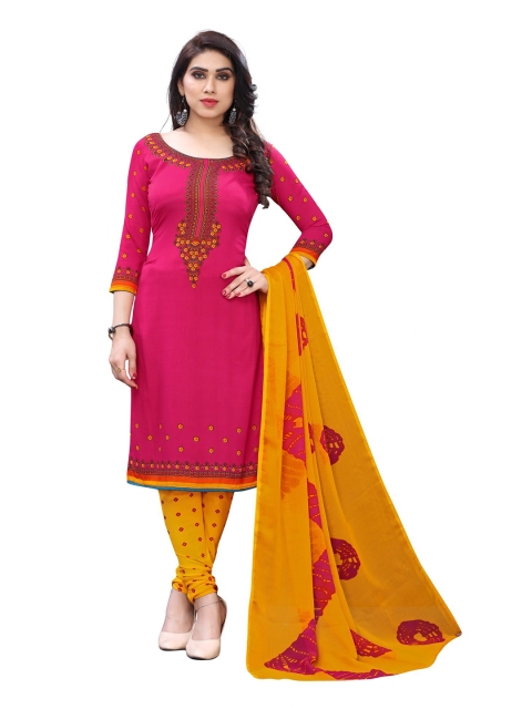 

Iris Pink & Yellow Printed Unstitched Dress Material
