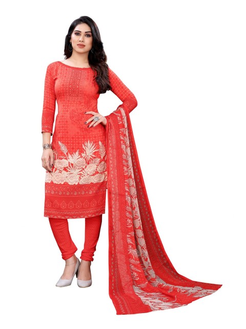 

Iris Red & White Printed Unstitched Dress Material