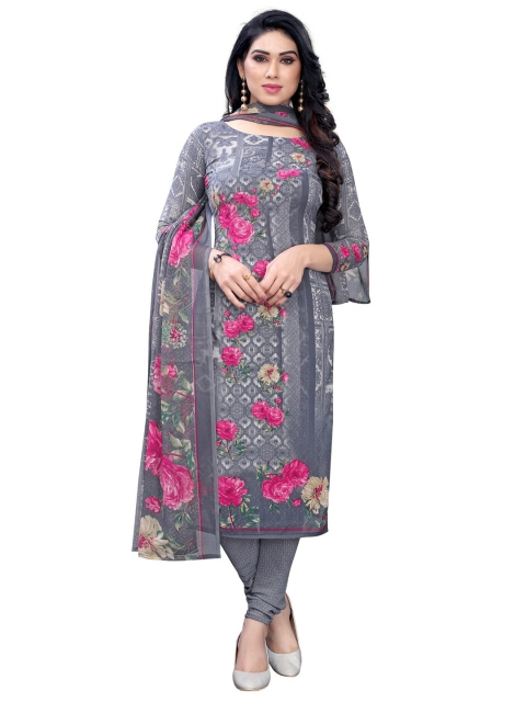 

Iris Silver-Toned & Pink Printed Unstitched Dress Material