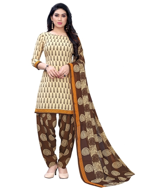 

Iris Beige & Brown Printed Unstitched Dress Material