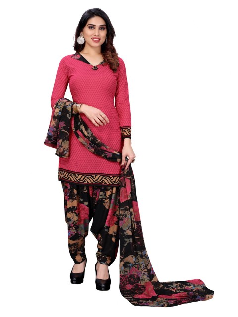 

Iris Pink & Black Printed Unstitched Dress Material