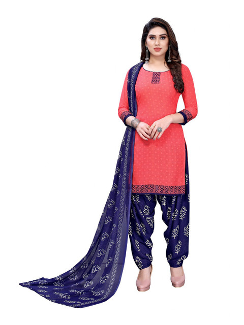 

Iris Pink & Navy Blue Printed Unstitched Dress Material