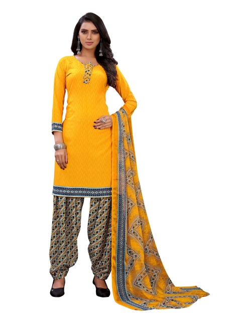 

Iris Yellow & Navy Blue Printed Unstitched Dress Material