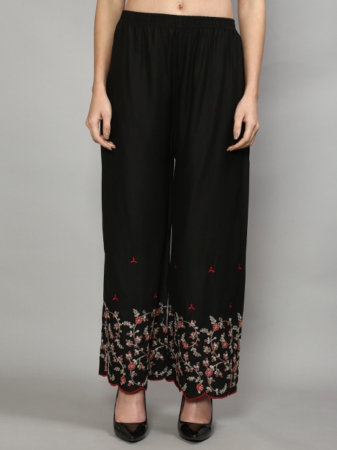 

Jinfo Women Black Printed Flared Knitted Ethnic Palazzos