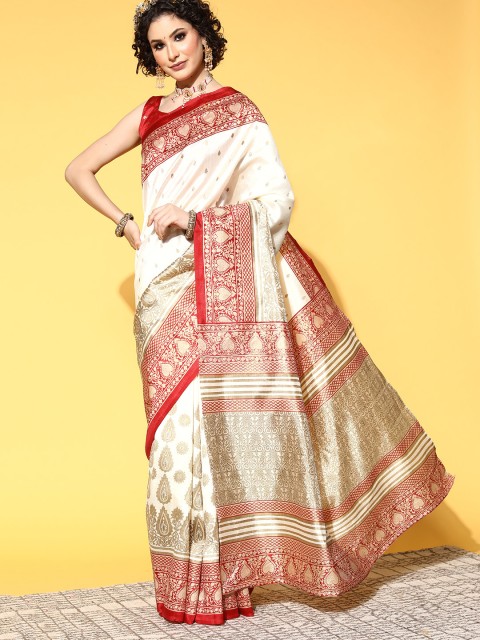 

Saree mall Ethnic Motifs Saree With Woven Design Border, White