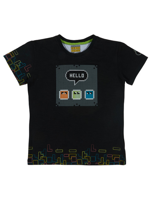 

Gini and Jony Boys Black Printed T-shirt
