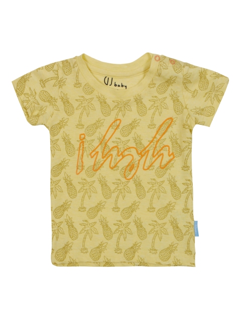 

Gini and Jony Boys Yellow Printed Round Neck T-shirt