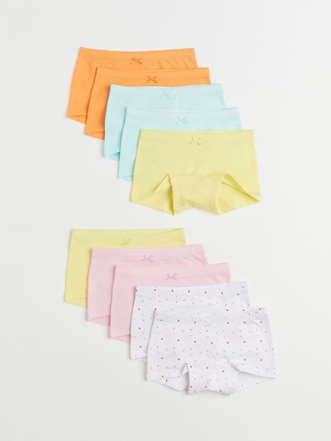 

H&M Girls Pack of 10 Multicolored Cotton Boxer Briefs 0690054026, Multi
