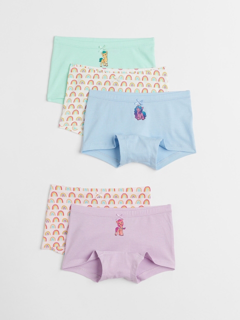 

H&M Girls Pack of 5 Beige & Blue Cotton Boxer Briefs 0783893040