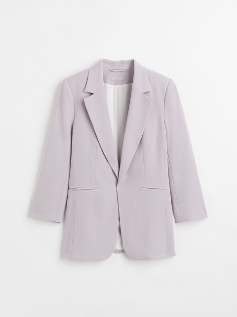 

H&M Women Purple Solid Single-Breasted 3/4-Length-Sleeve Jacket