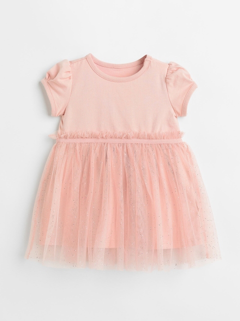 

H&M Girls Pink Solid Round Neck Tulle-Skirt Dress