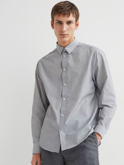 

H&M Men Grey Regular Fit Easy-iron Shirt