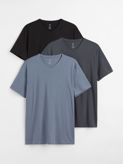 

H&M Men 3-Pack Slim Fit T-shirts, Black