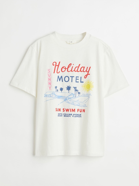 

H&M Women White Cotton T-shirt