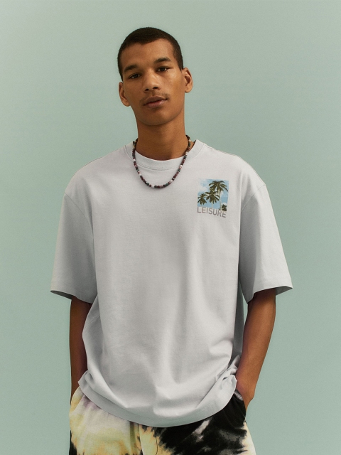 

H&M Blue Relaxed Fit Cotton T-shirt