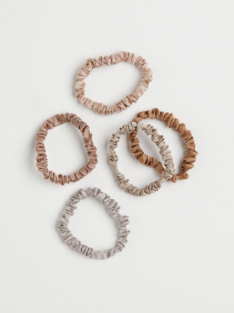 

H&M Women Set of 5 Silk Scrunchies, Blue