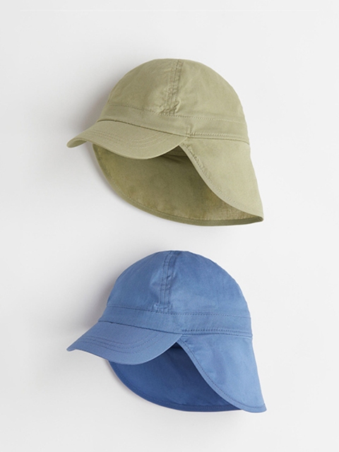 

H&M Girls 2 Pack Cotton Sun Caps, Blue