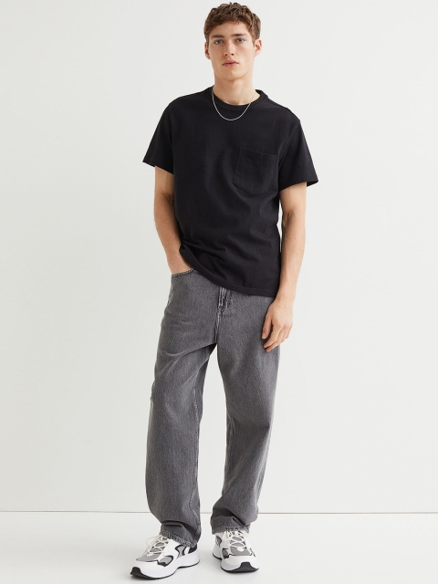 

H&M Men Grey Solid Loose-Fit Jeans