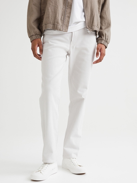

H&M Men White Solid Regular Jeans
