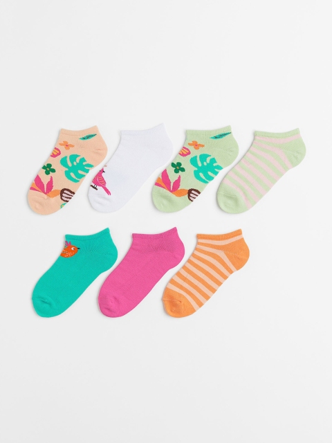 

H&M Girls 7-Pack Trainer Socks, Green