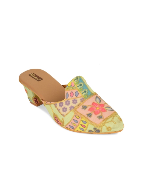 

DESI COLOUR Multicoloured Ethnic Block Mules, Multi
