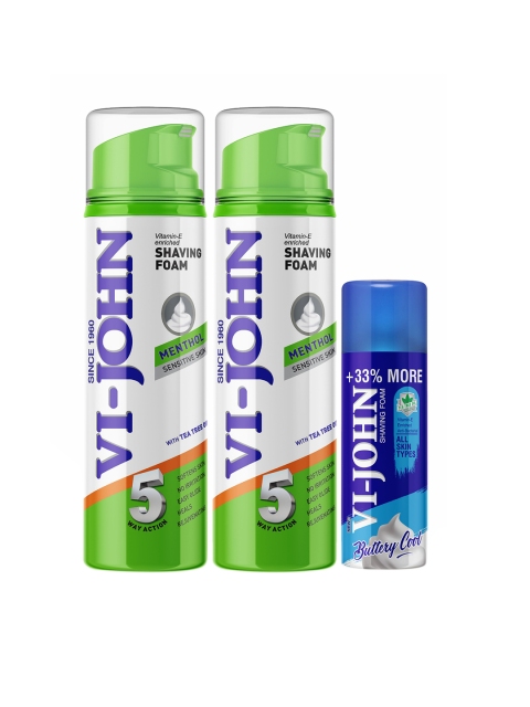 

VI-JOHN Pack of 2 Menthol Shaving Foam-100 gm Each, Multi
