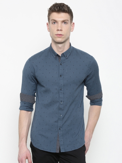 

Flying Machine Men Blue Slim Fit Patterned Casual Shirt