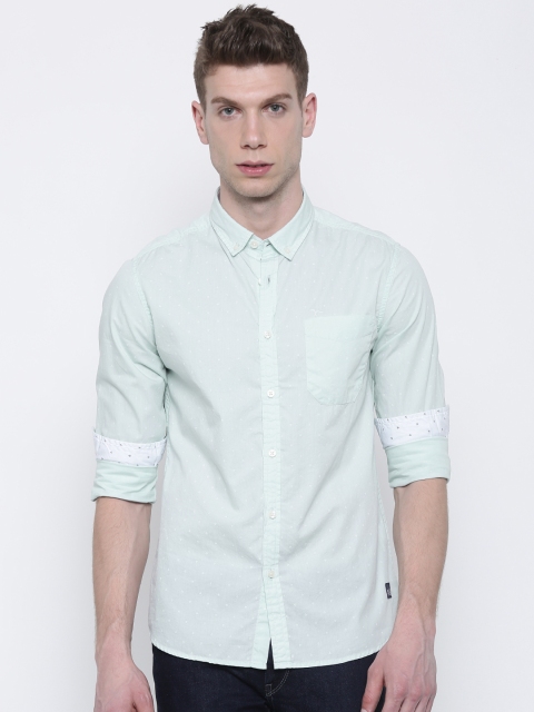 

Flying Machine Men Blue Printed Casual Shirt