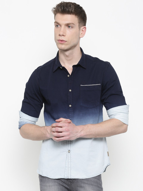 

Flying Machine Blue Slim Fit Faded Casual Shirt