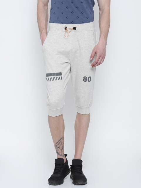 

Flying Machine Men Off-White Melange 3/4th Sports Shorts