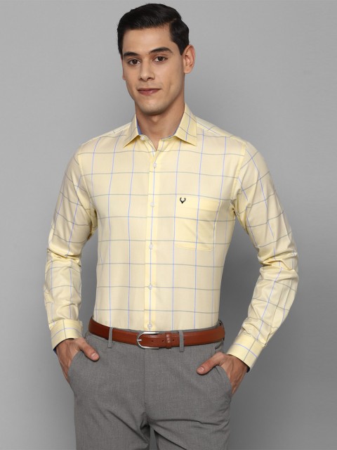 

Allen Solly Men Yellow Slim Fit Windowpane Checks Checked Formal Shirt