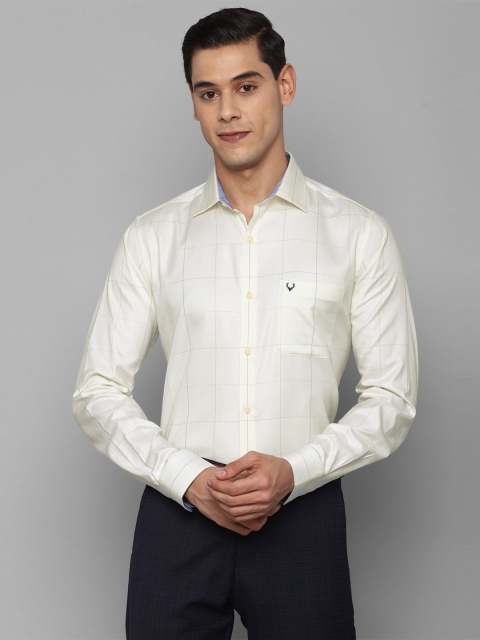 

Allen Solly Men Cream-Coloured Slim Fit Windowpane Checks Checked Formal Shirt