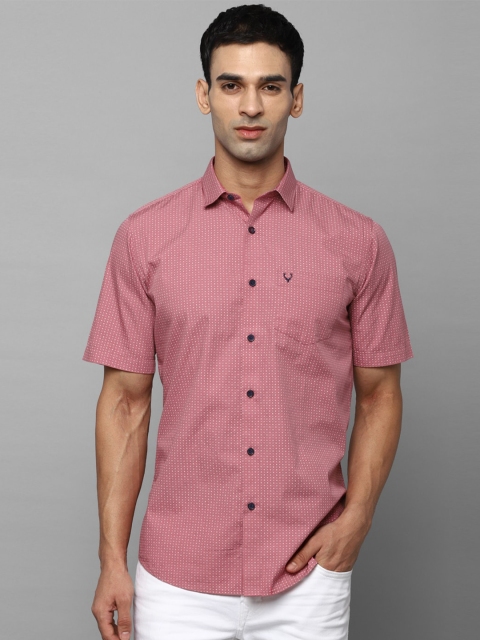 

Allen Solly Men Pink Slim Fit Printed Casual Shirt