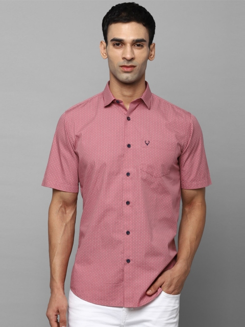 

Allen Solly Men Pink Slim Fit Printed Casual Shirt