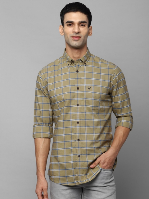 

Allen Solly Men Olive Green Slim Fit Checked Casual Shirt