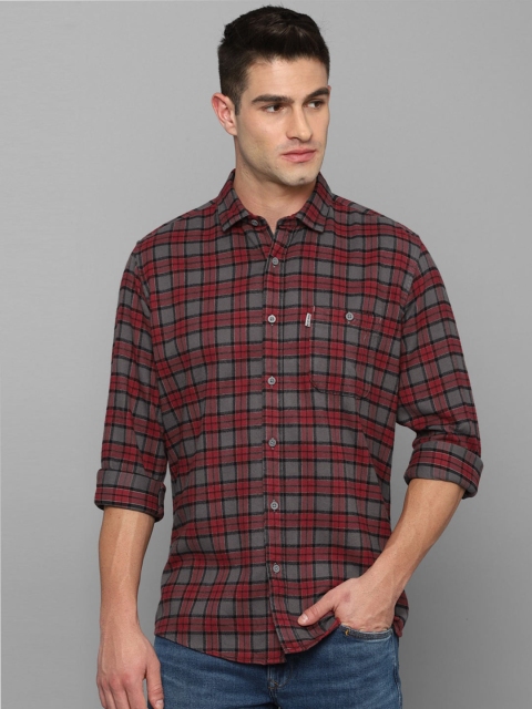 

Louis Philippe Jeans Men Grey Slim Fit Tartan Checks Casual Shirt